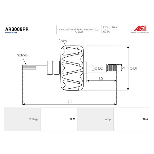 Ротор генератора AS-PL AR3009PR Ротор генератора AS-PL AR3009PR