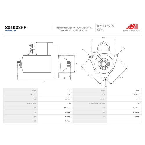 Стартер AS-PL S01032PR