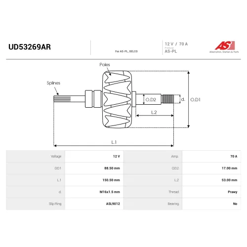 Ротор генератора AS-PL UD53269AR