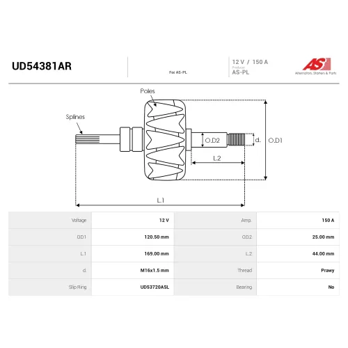 Ротор генератора AS-PL UD54381AR