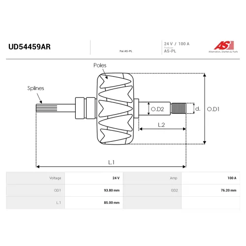 Ротор генератора AS-PL UD54459AR Ротор генератора AS-PL UD54459AR